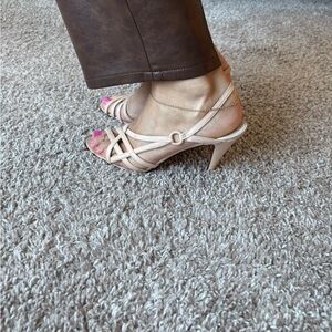 Elegant Beige Strappy Heels